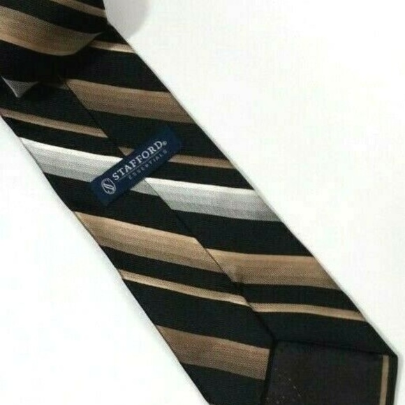 Stafford Essentials Mens Tie 3.75 in X 57 in Silve - Picture 2 of 3